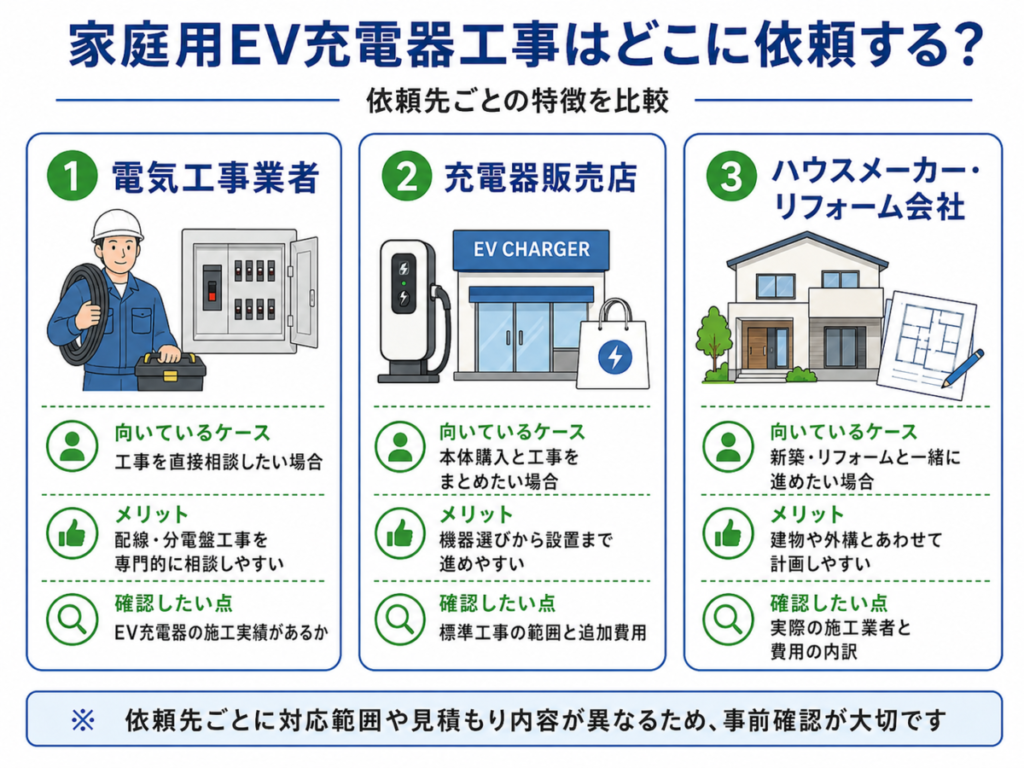 家庭用EV充電器工事はどこに依頼